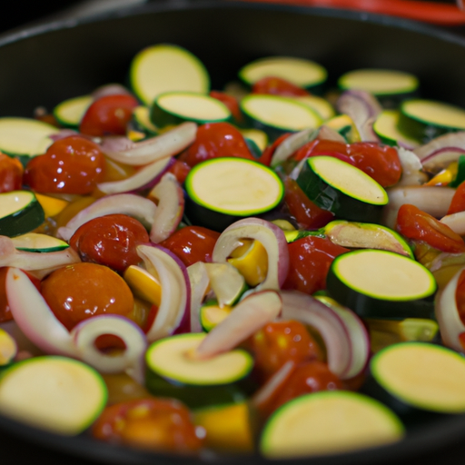 Ratatouille de Courgettes, Tomates, Champignons et Jeunes Oignons