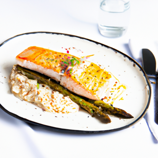 Saumon à l'unilatéral beurre blanc, riz pilaf et asperges pour 5 personnes