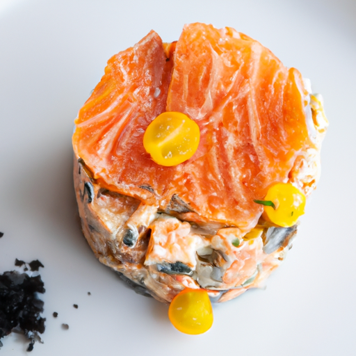 Tartare de Saumon à l'Huile de Truffes et Textures Complexes