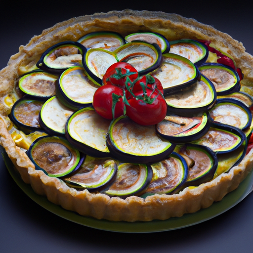 Tarte Fine aux Courgettes, Champignons de Paris, Tomates et Jeunes Oignons