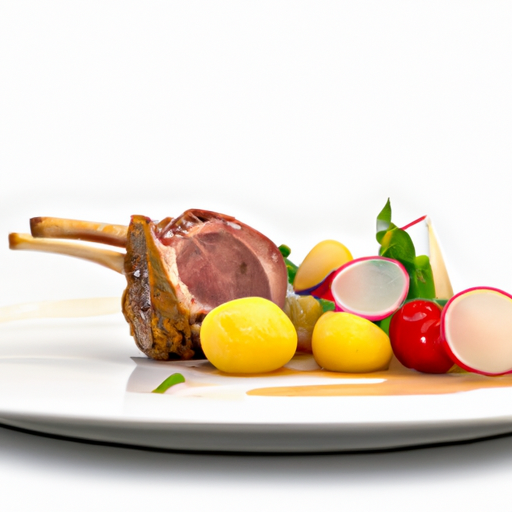 Souris d'agneau cuite sous vide accompagnée de légumes de saison et pommes de terre grenaille