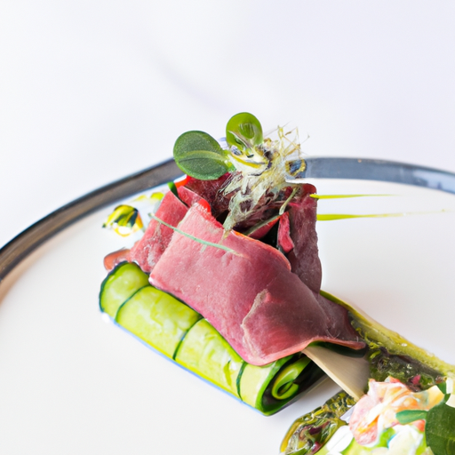 Tataki de bavette au mille-feuille fondant et purée d’avocat