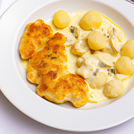 Gratin d'escalopes de poulet aux gnocchis crémeux et pommes fondantes