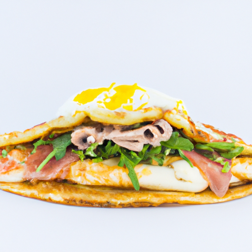 Crêpe complète au jambon, œuf et fromage avec mesclun