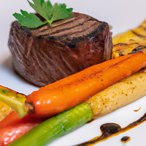 Carotte façon steak, textures variées et légumes primeurs