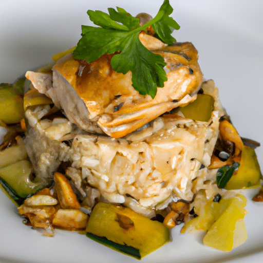 Poulet festif aux courgettes croquantes et riz pilaf sans gluten