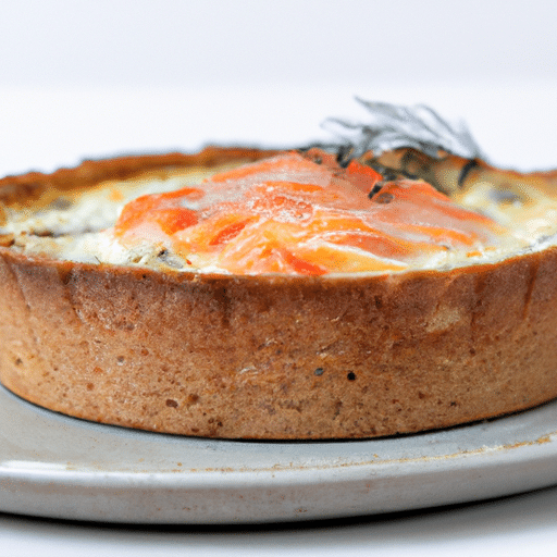 Tarte innovante saumon-fromage à raclette sur pâte croustillante au pain sec