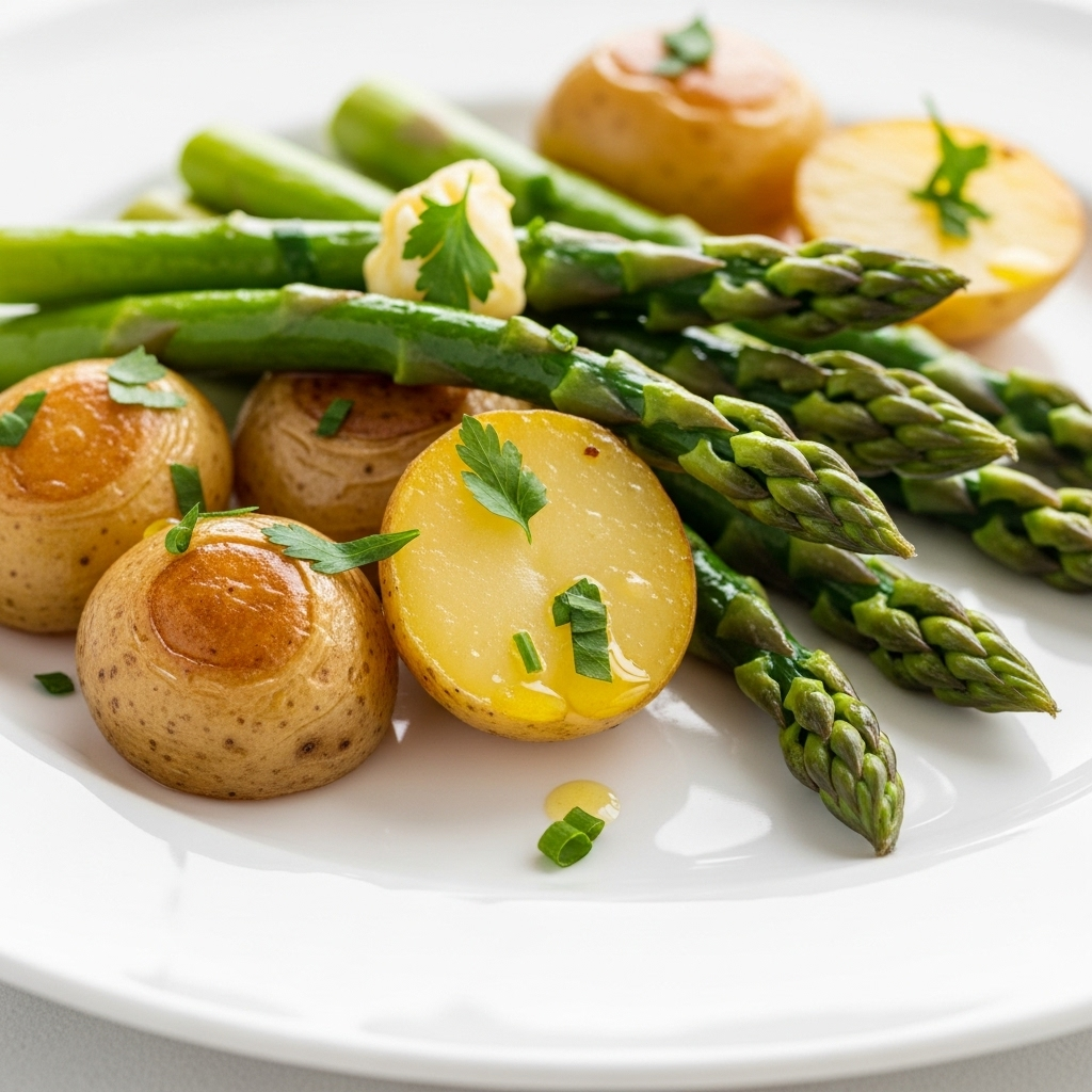 Poêlée printanière pommes de terre nouvelles et asperges vertes
