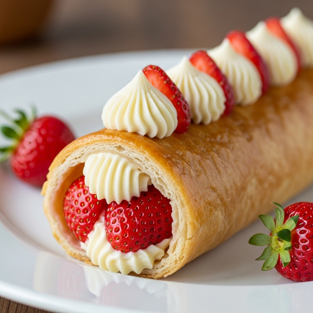 Bras de Gitan aux Fraises et Crème Vanillée