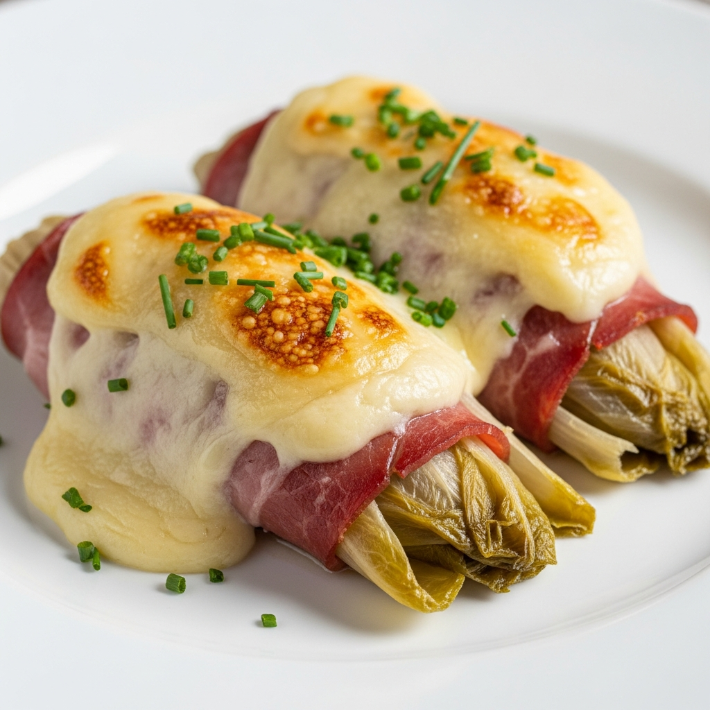 Endives au Jambon Gratinées, Sauce Mornay