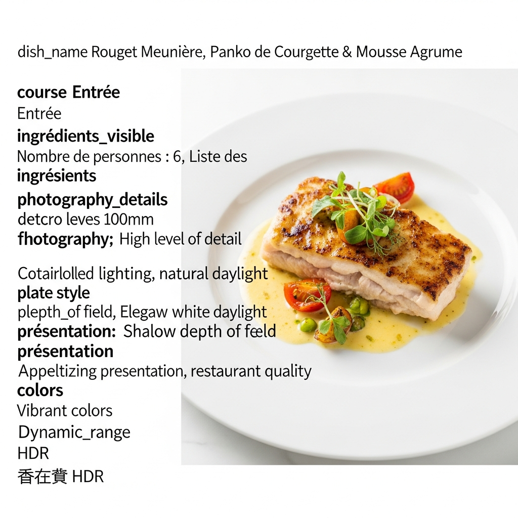 Rouget Meunière, Panko de Courgette & Mousse Agrume