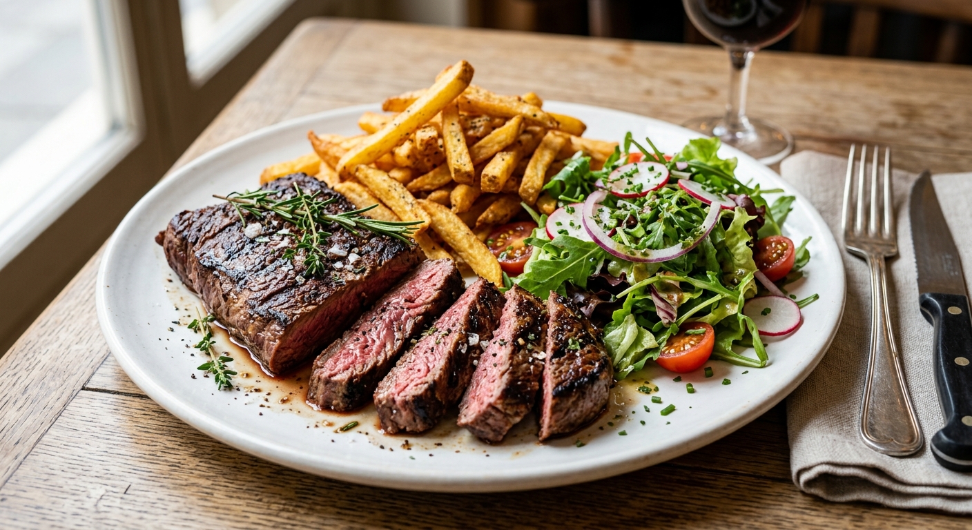 BAVETTE GRILLÉE FRITES SALADE